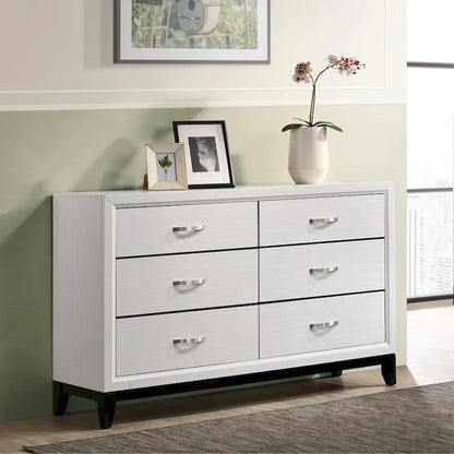 Ensemble de chambre à coucher de luxe 6 pièces Roundhill Furniture Stout White Panel