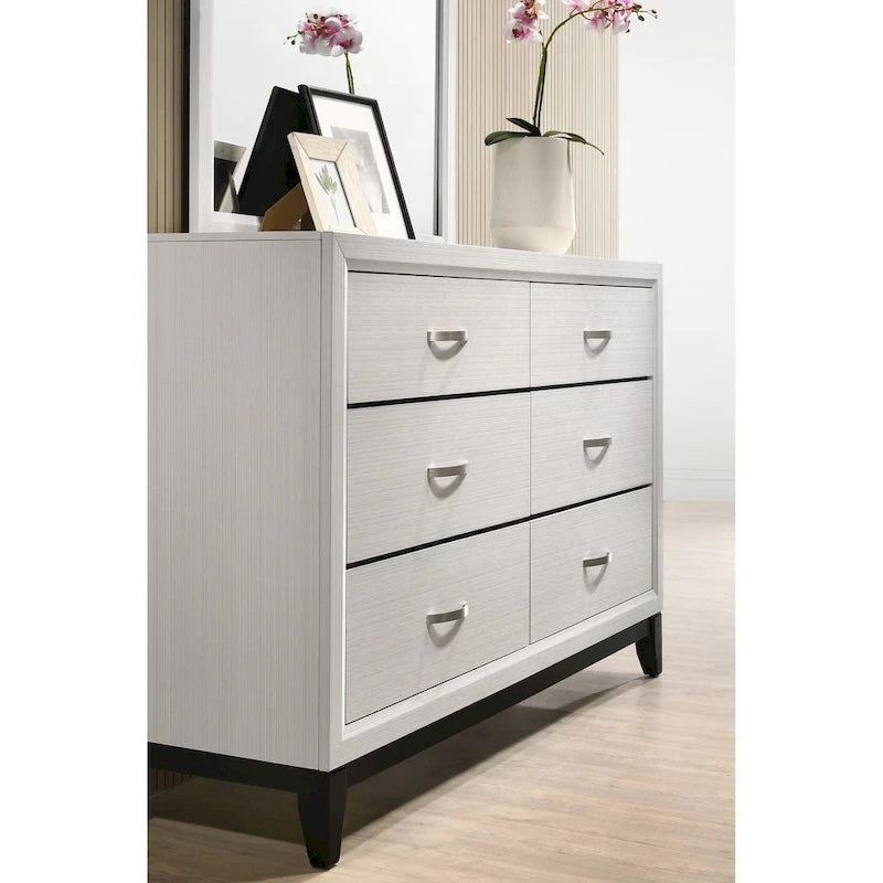 Ensemble de chambre à coucher de luxe 6 pièces Roundhill Furniture Stout White Panel