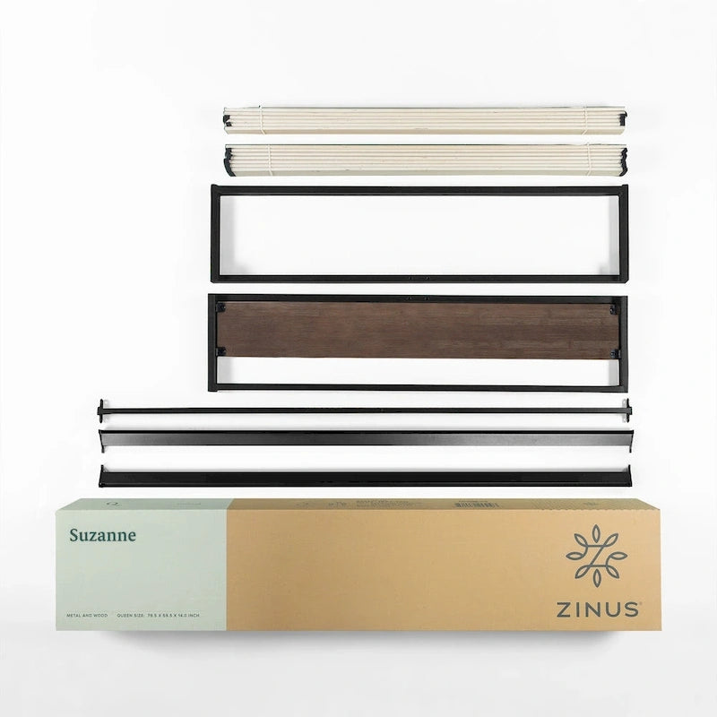Lit plateforme Priage de ZINUS GOOD DESIGN, lauréat du prix Priage de 14 pouces en bambou gris et métal