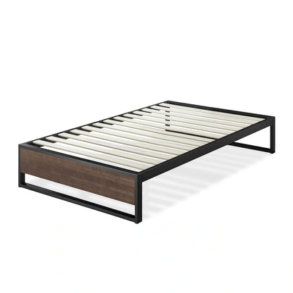 Lit plateforme Priage de ZINUS GOOD DESIGN, lauréat du prix Priage de 14 pouces en bambou gris et métal
