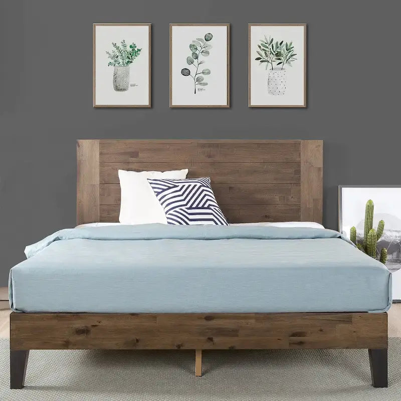 Priage by ZINUS Cadre de lit plateforme en bois marron avec tête de lit