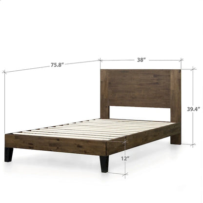 Priage by ZINUS Cadre de lit plateforme en bois marron avec tête de lit