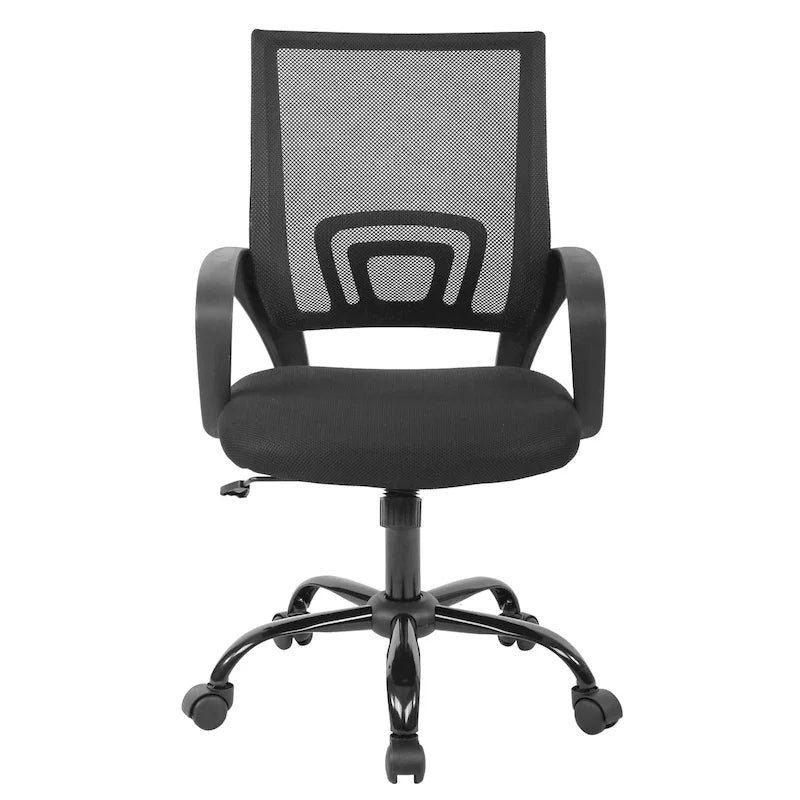 Chaise de bureau pivotante ergonomique moderne noire Ralap avec dossier en maille de Furniture of America