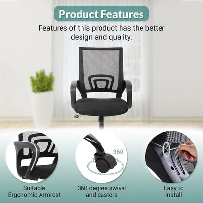 Chaise de bureau pivotante ergonomique moderne noire Ralap avec dossier en maille de Furniture of America