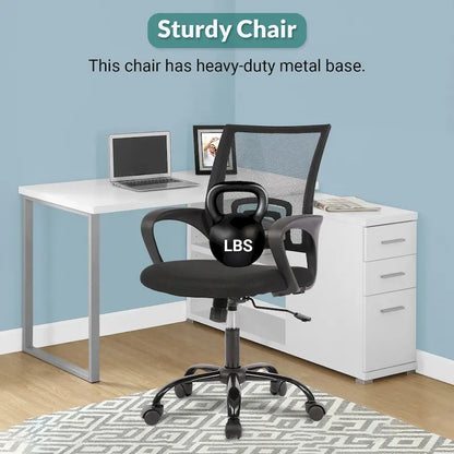 Chaise de bureau pivotante ergonomique moderne noire Ralap avec dossier en maille de Furniture of America