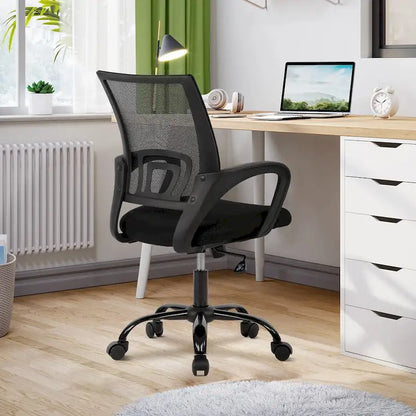 Chaise de bureau pivotante ergonomique moderne noire Ralap avec dossier en maille de Furniture of America
