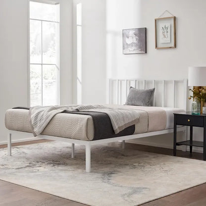 Lit plateforme en métal Brookside Lori avec tête de lit à barre verticale