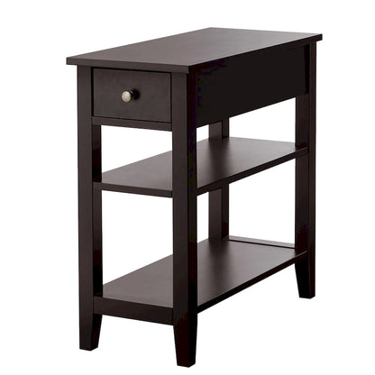 Table d'appoint à 3 niveaux avec tiroir coulissant et double étagère