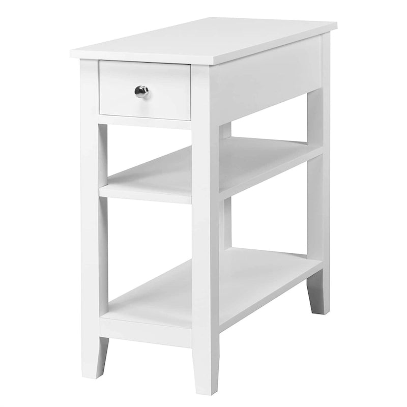 Table d'appoint à 3 niveaux avec tiroir coulissant et double étagère