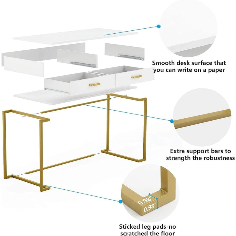 Petit bureau de 40 pouces avec tiroirs