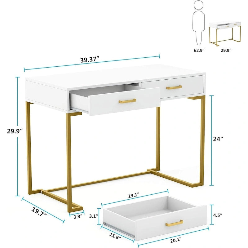 Petit bureau de 40 pouces avec tiroirs