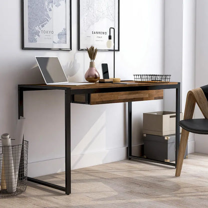 Bureau d'ordinateur contemporain en acier de 50 pouces avec ports USB de Furniture of America