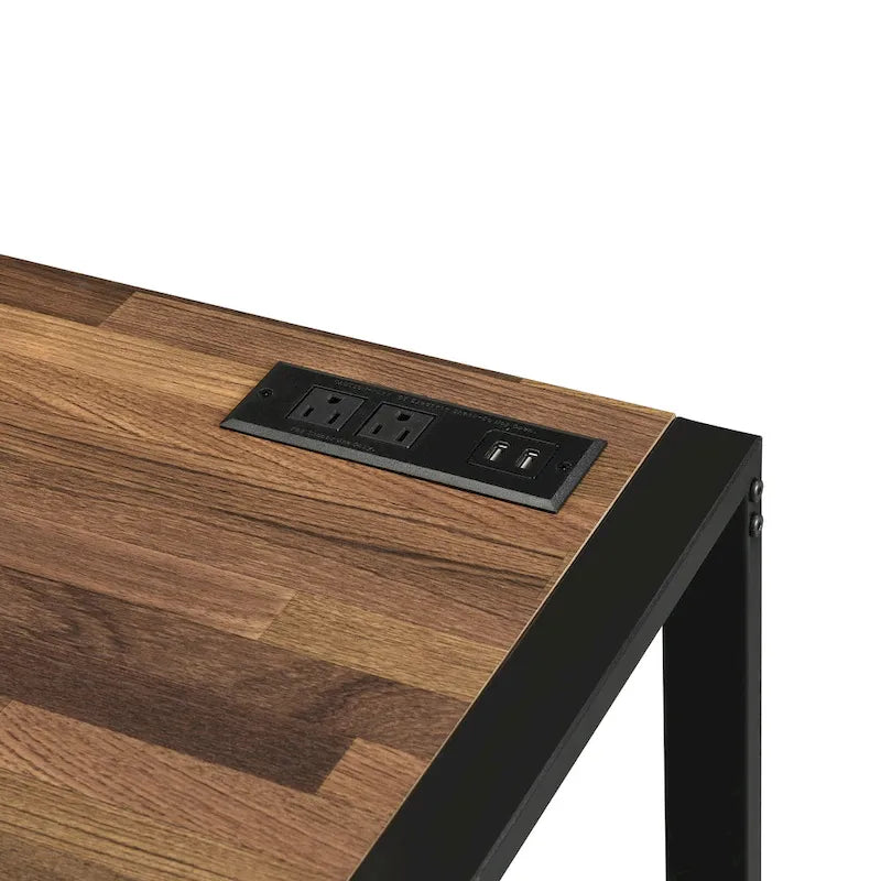 Bureau d'ordinateur contemporain en acier de 50 pouces avec ports USB de Furniture of America