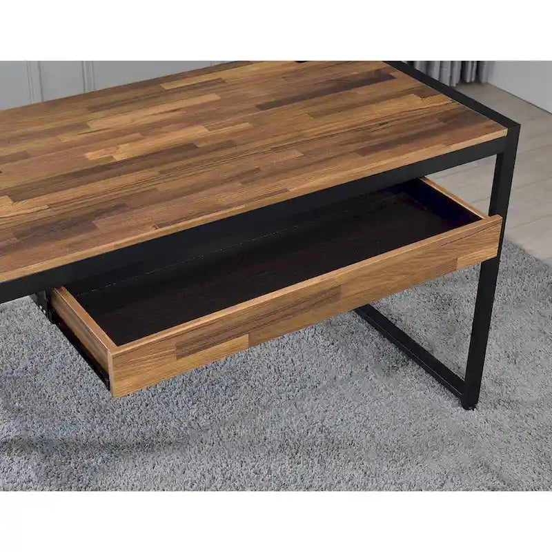 Bureau d'ordinateur contemporain en acier de 50 pouces avec ports USB de Furniture of America