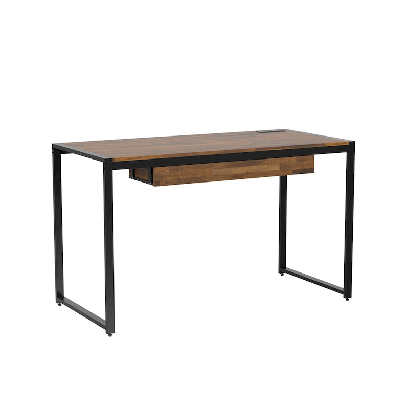 Bureau d'ordinateur contemporain en acier de 50 pouces avec ports USB de Furniture of America