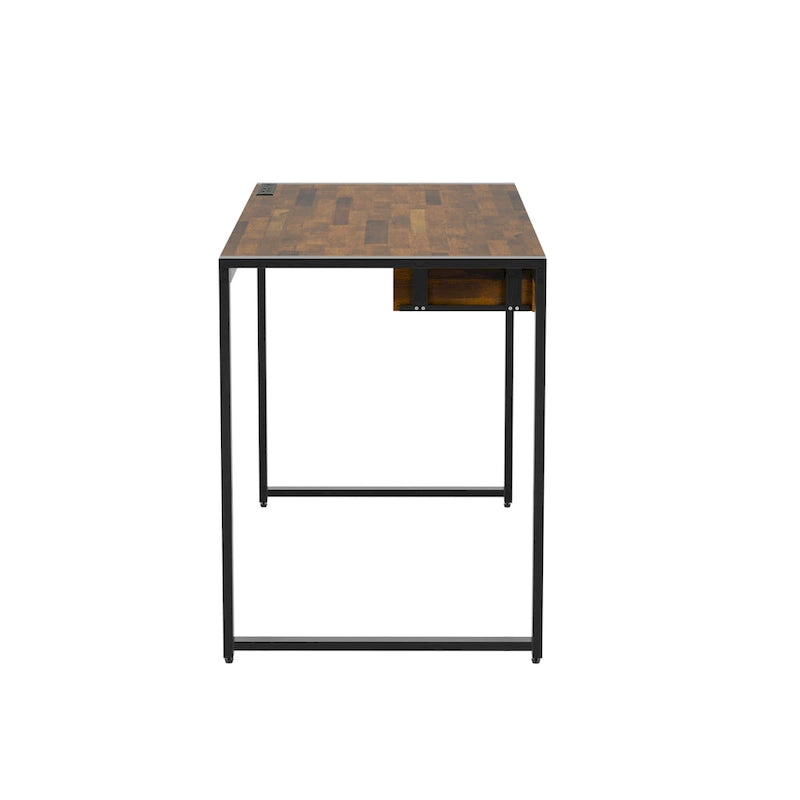 Bureau d'ordinateur contemporain en acier de 50 pouces avec ports USB de Furniture of America