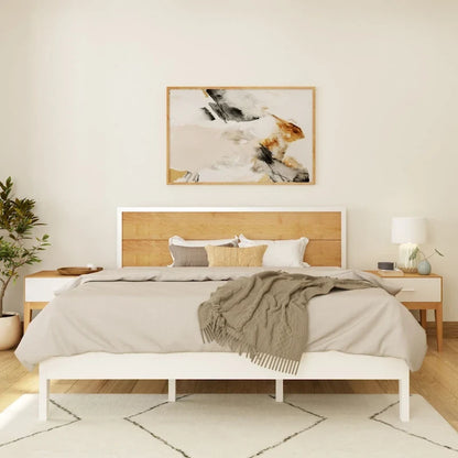 Ensemble de chambre à coucher Plank and Beam 3 pièces, lit king-size, avec 2 tables de chevet