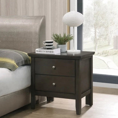 Table de chevet Primo Transitional en bois à 2 tiroirs