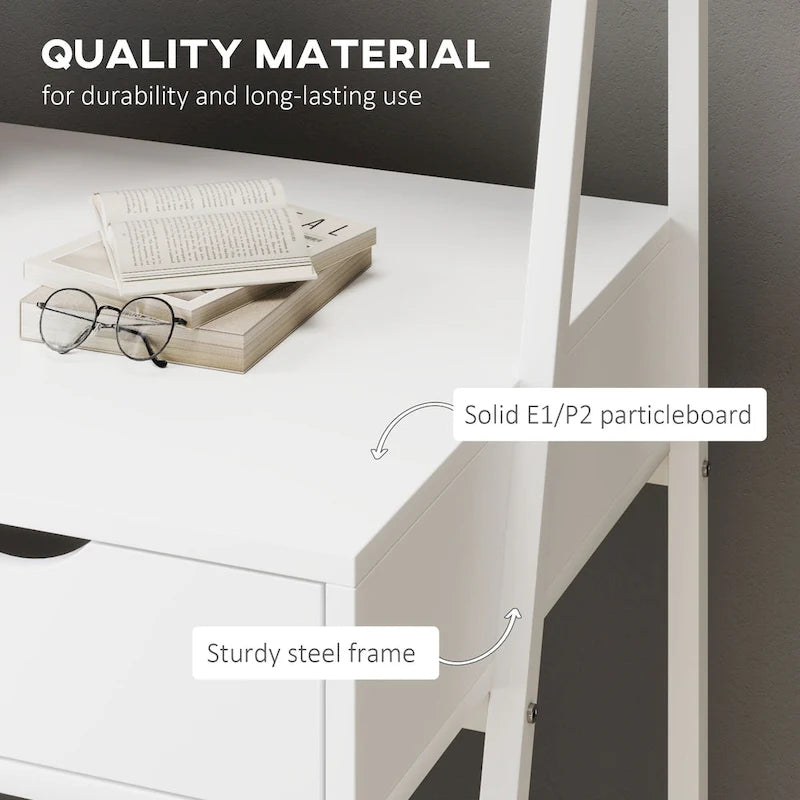 Bureau informatique HOMCOM pour petits espaces, bureau d'écolier, bureau d'angle avec tiroir et étagères de rangement