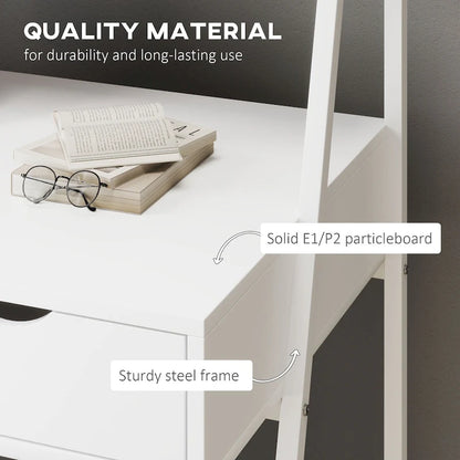Bureau informatique HOMCOM pour petits espaces, bureau d'écolier, bureau d'angle avec tiroir et étagères de rangement