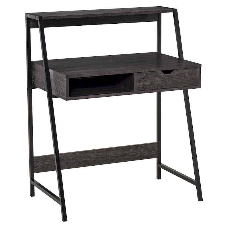 Bureau informatique HOMCOM pour petits espaces, bureau d'écolier, bureau d'angle avec tiroir et étagères de rangement
