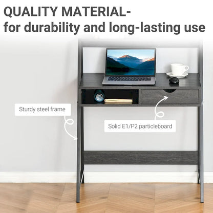 Bureau informatique HOMCOM pour petits espaces, bureau d'écolier, bureau d'angle avec tiroir et étagères de rangement