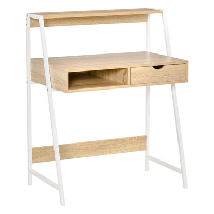 Bureau informatique HOMCOM pour petits espaces, bureau d'écolier, bureau d'angle avec tiroir et étagères de rangement