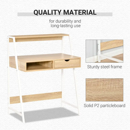 Bureau informatique HOMCOM pour petits espaces, bureau d'écolier, bureau d'angle avec tiroir et étagères de rangement