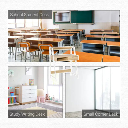 Bureau informatique HOMCOM pour petits espaces, bureau d'écolier, bureau d'angle avec tiroir et étagères de rangement