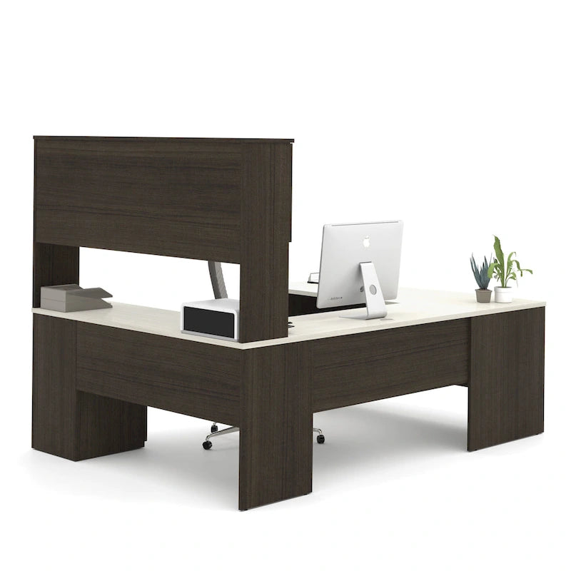 Bureau en U Ridgeley avec armoire et étagère de rangement par Bestar