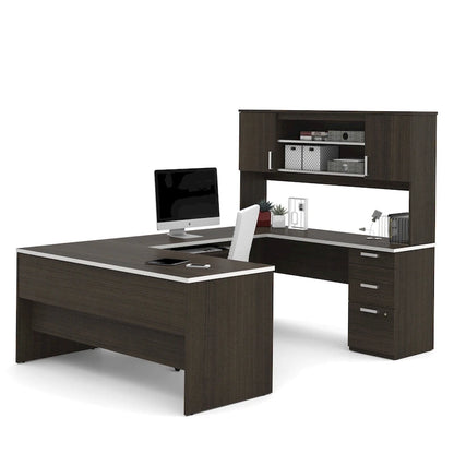 Bureau en U Ridgeley avec armoire et étagère de rangement par Bestar