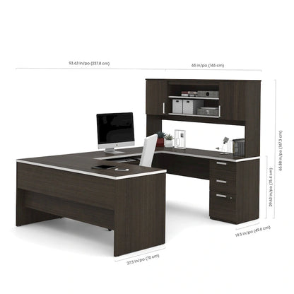 Bureau en U Ridgeley avec armoire et étagère de rangement par Bestar