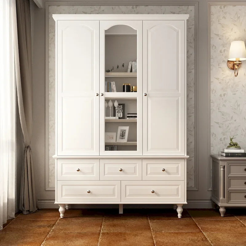 Armoire-penderie laquée de 70,9 cm de haut, placard en bois avec porte miroir