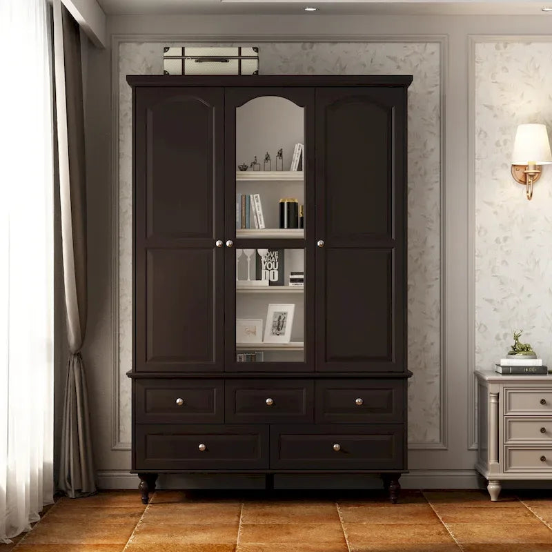 Armoire-penderie laquée de 70,9 cm de haut, placard en bois avec porte miroir