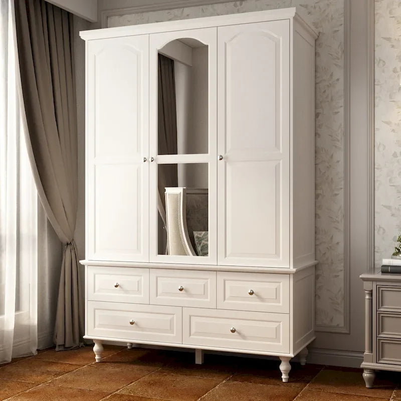 Armoire-penderie laquée de 70,9 cm de haut, placard en bois avec porte miroir
