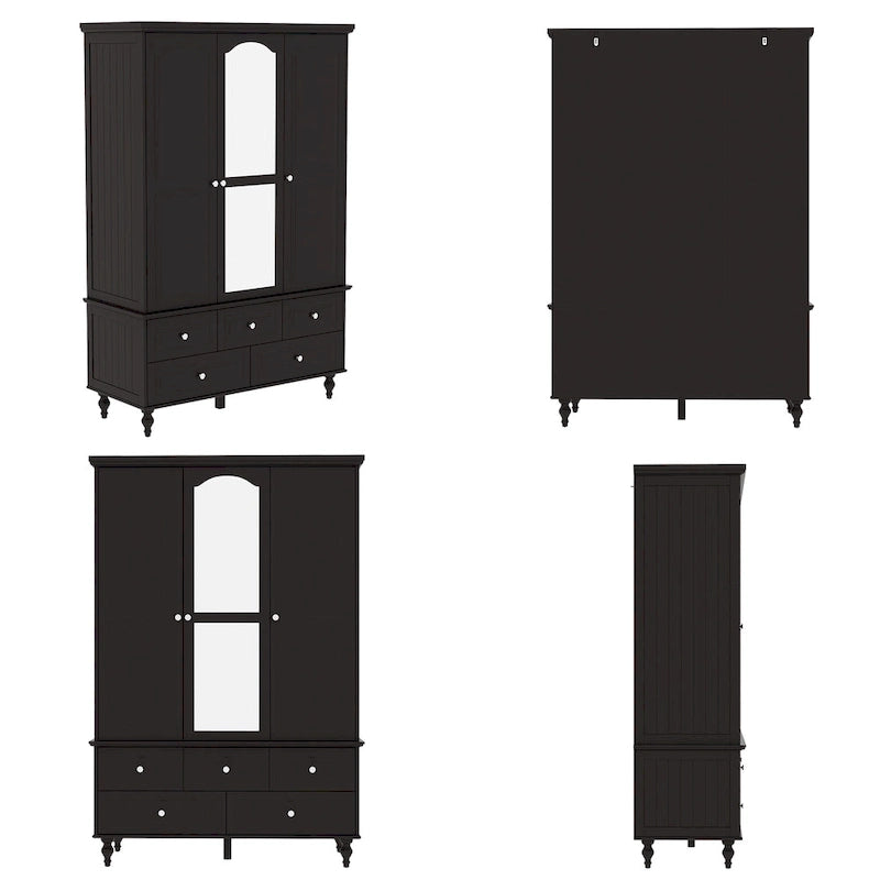 Armoire-penderie laquée de 70,9 cm de haut, placard en bois avec porte miroir