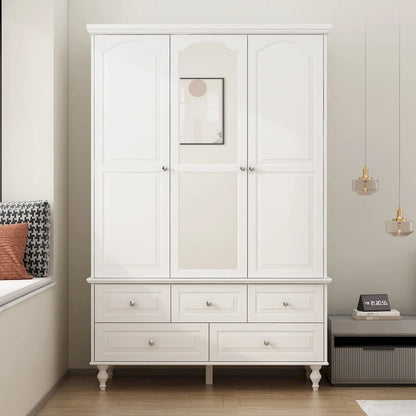 Armoire-penderie laquée de 70,9 cm de haut, placard en bois avec porte miroir