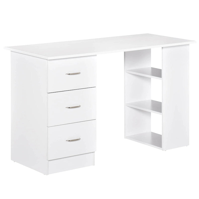 HOMCOM 47  Modern Home Office Computer Desk Bookcase Combo Writing Table Workstation with 3 Drawer and Storage Shelf - White