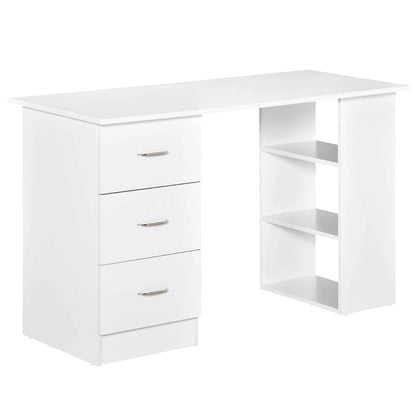 HOMCOM 47  Modern Home Office Computer Desk Bookcase Combo Writing Table Workstation with 3 Drawer and Storage Shelf - White