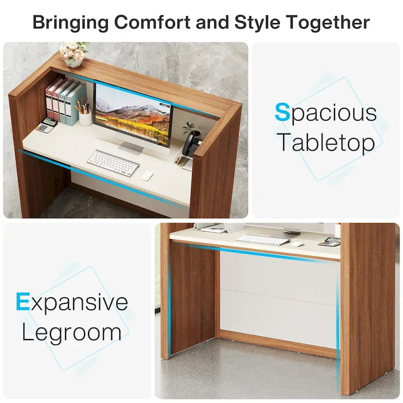 Bureau d'accueil de 47 pouces avec comptoir