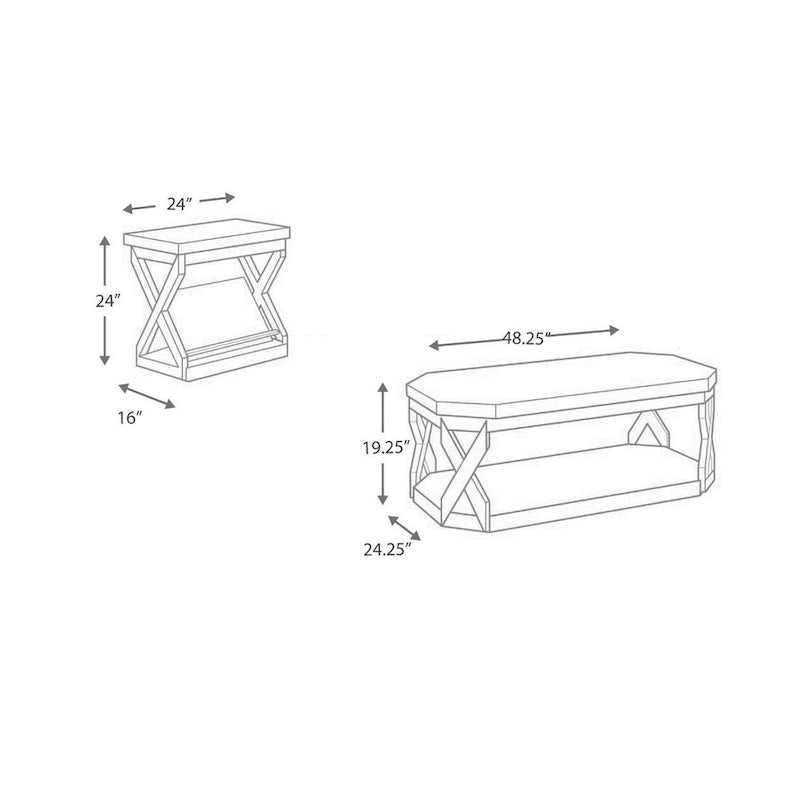 Ensemble de table en faux marbre comprenant 1 table basse et 2 tables d'appoint, gris et marron