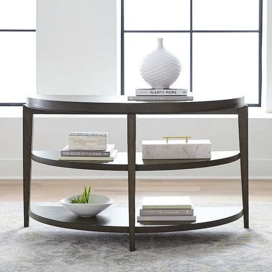 Penton Espresso Stone Sofa Table