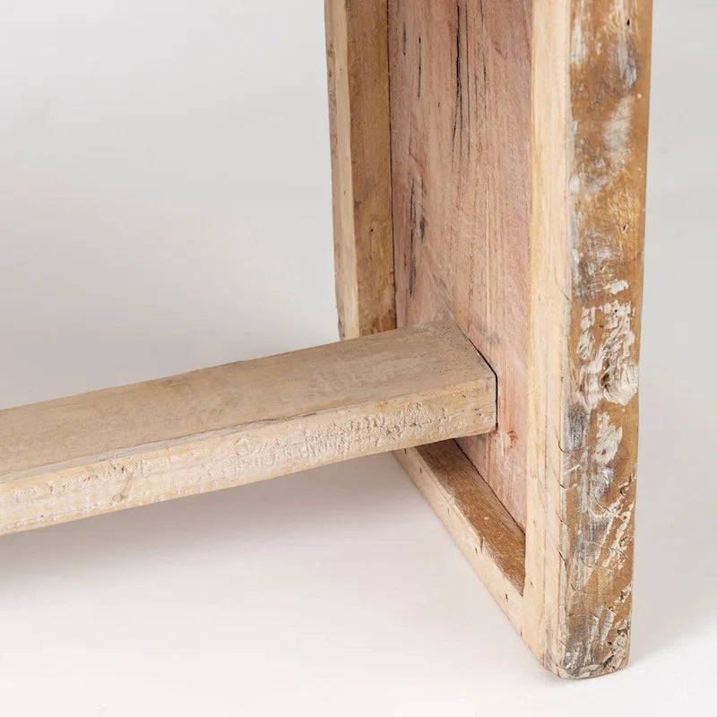 Banc Solveig en bois recyclé brun clair - 47 cm L x 13 cm P x 18 cm H