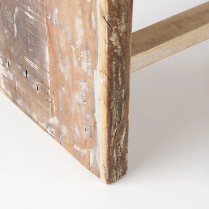 Banc Solveig en bois recyclé brun clair - 47 cm L x 13 cm P x 18 cm H