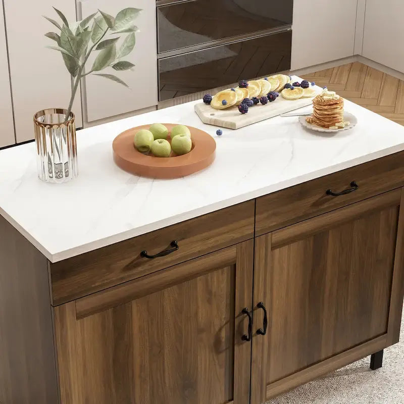 Îlot de bar avec meuble multifonctionnel en marbre - Sublimez votre décoration intérieure
