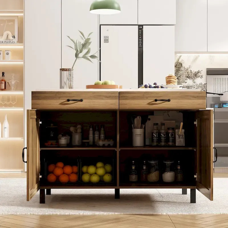 Îlot de bar avec meuble multifonctionnel en marbre - Sublimez votre décoration intérieure