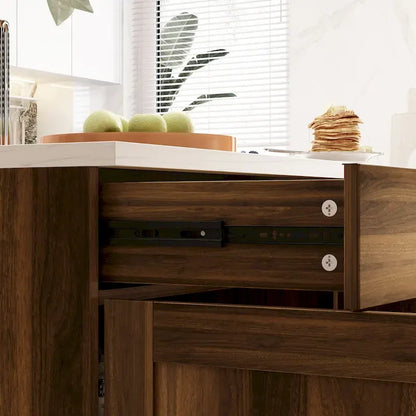Îlot de bar avec meuble multifonctionnel en marbre - Sublimez votre décoration intérieure