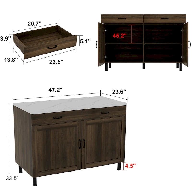 Îlot de bar avec meuble multifonctionnel en marbre - Sublimez votre décoration intérieure