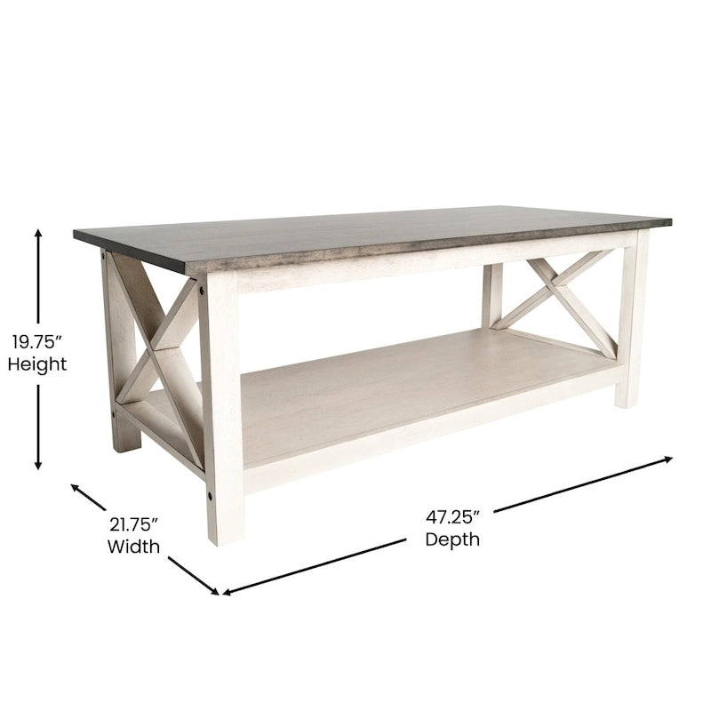 Table basse classique de style campagnard en bois massif