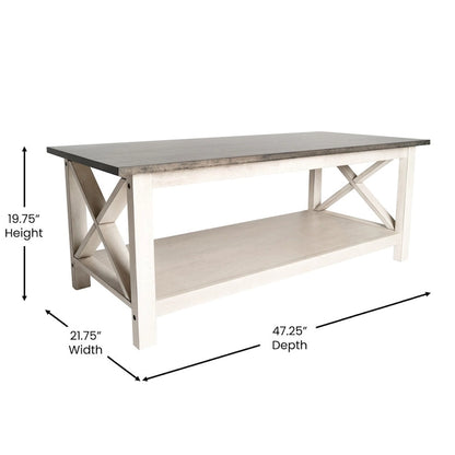 Table basse classique de style campagnard en bois massif